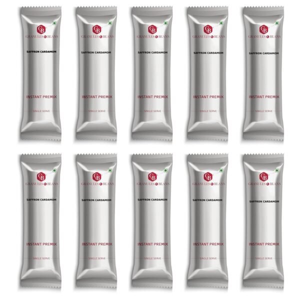 Granules n Beans Instant Premix Saffron Cardamom Chai - (50 Single Serv Sachets)