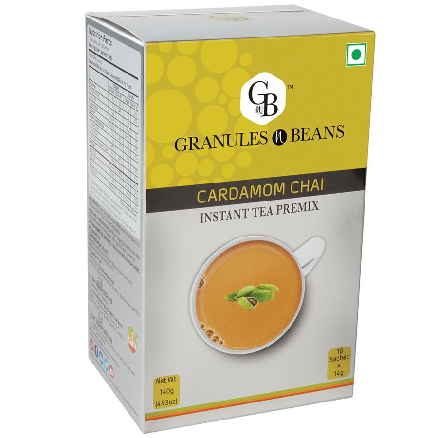 Granules n Beans Cardamom Chai Instant Tea Premix - (10 Sachet x 14g =140g)