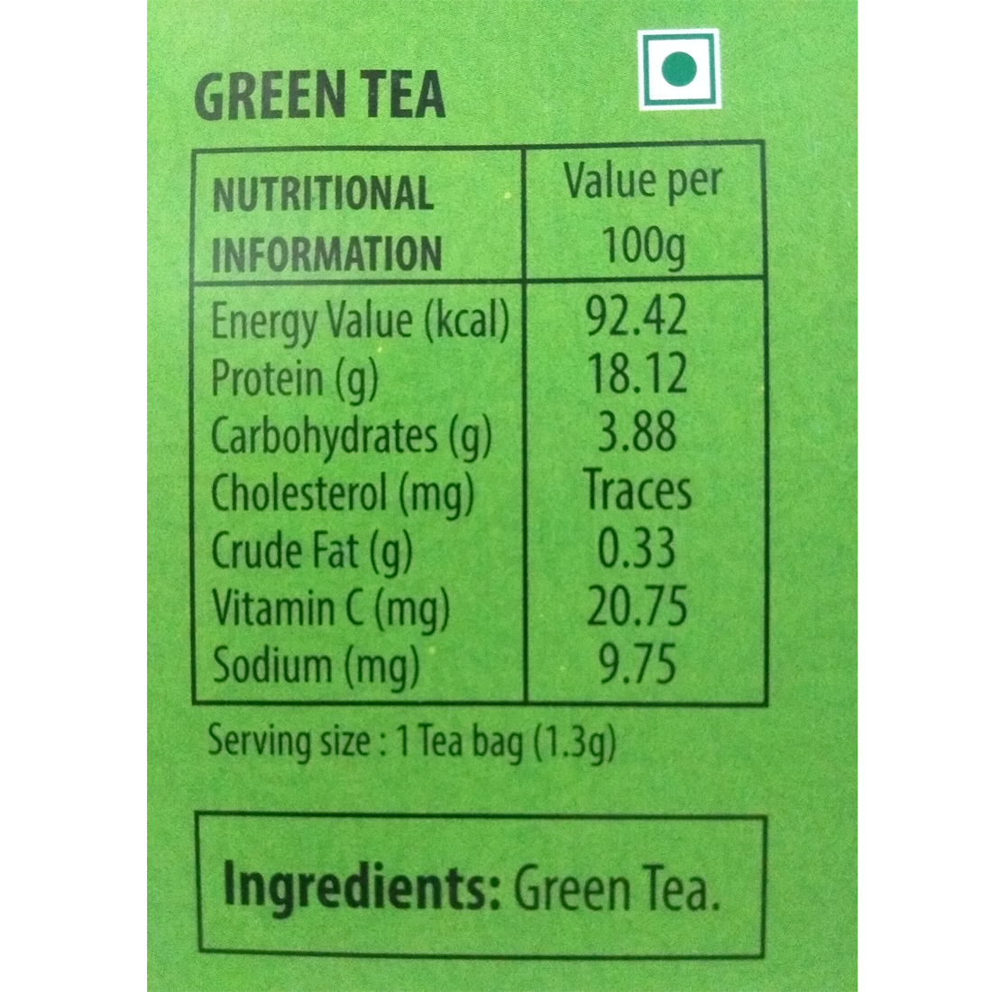 Granules n Beans Green Tea 100 Staple-Free Tea Bags