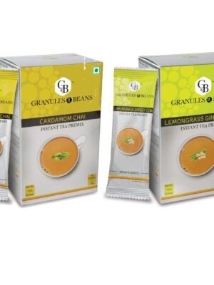 Granules n Beans Cardamom Chai + Lemongrass Ginger Chai Instant Tea Premix Combo