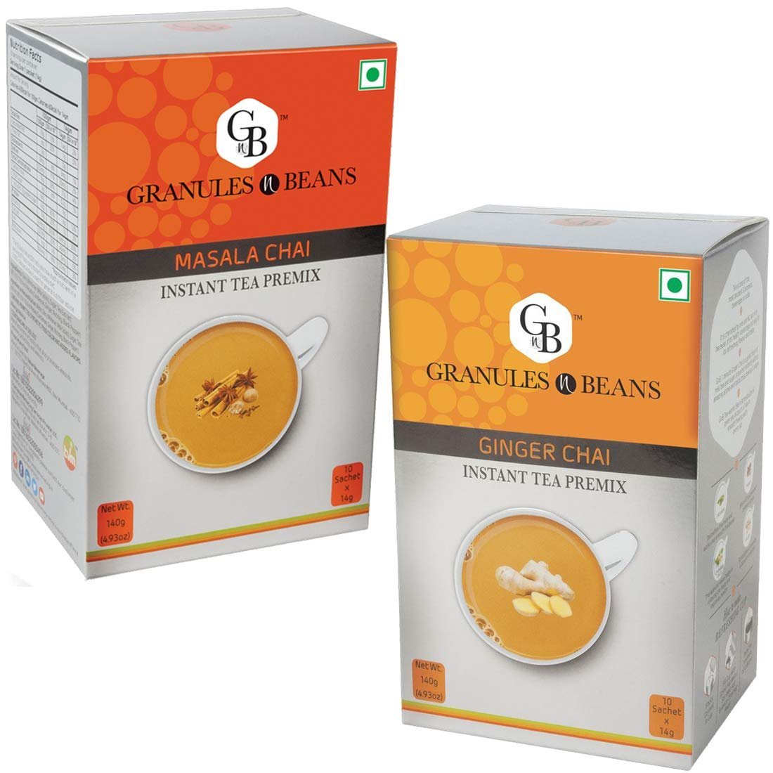 Granules n Beans Ginger Chai + Masala Chai Instant Tea Premix Combo