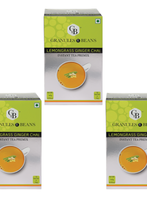 Granules n Beans Lemongrass Ginger Chai Instant Tea Premix - (10 Sachet x 14g = 140g) (Pack of 3)