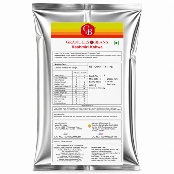 Granules n Beans Kashmiri Kahwa Instant Tea Premix | Easy to Prepare | 1Kg